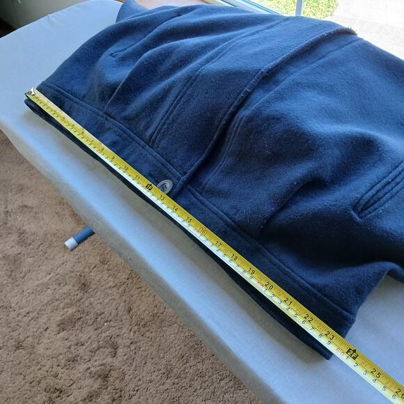 Herman Kay Wool Hooded Bib Jacket 16 Vintage 90s? warm coat navy plaid lined - Picture 11 of 13